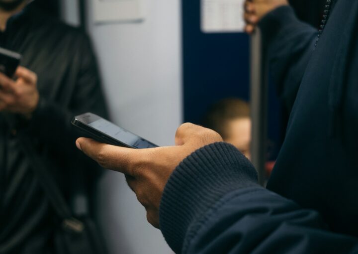 man using Android smartphone